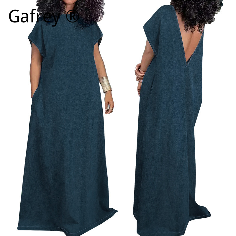 Vintage Fashion Plus Size - Robe longue en jean pour femmes