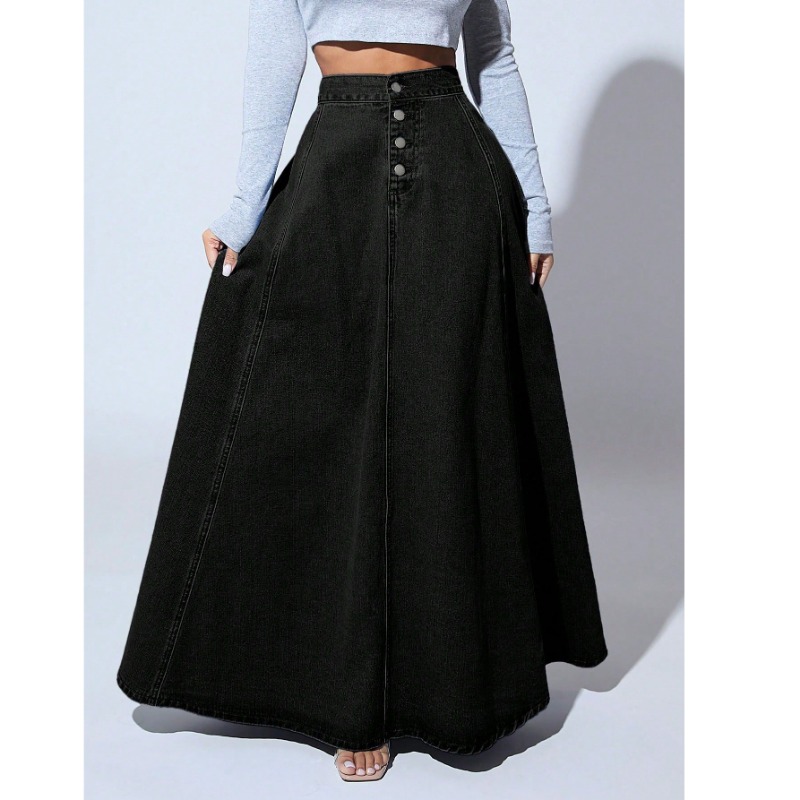 Jupe longue en jean noir taill - Vintage Fashion Plus Size avis et prix