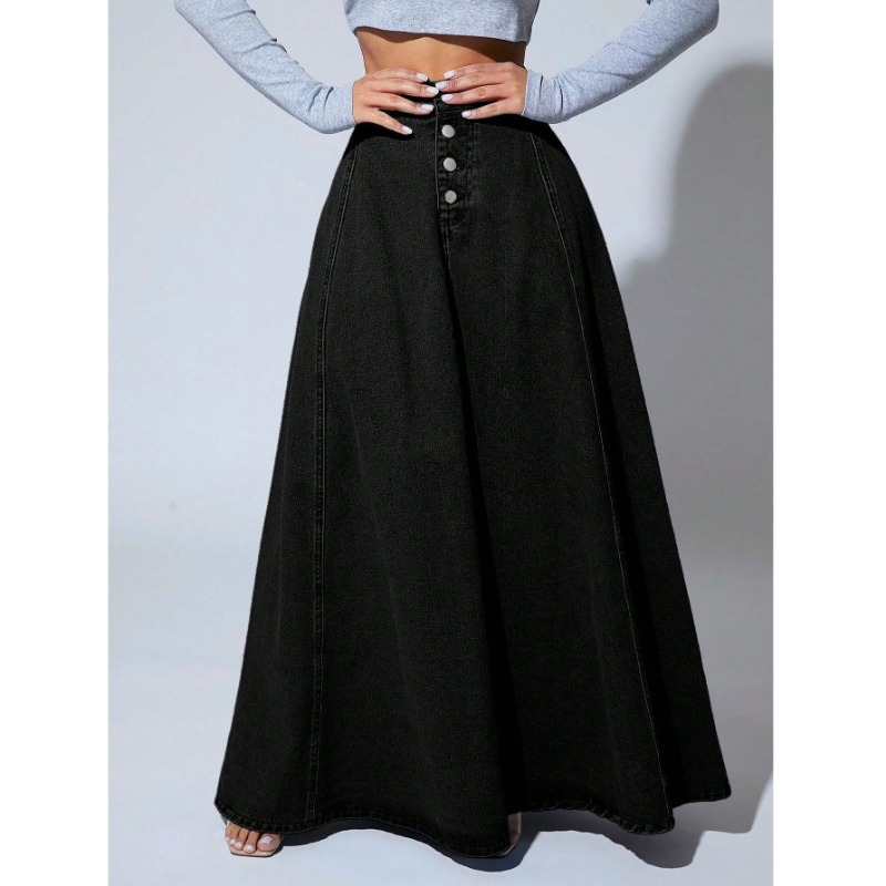 Jupe longue en jean noir taill - Vintage Fashion Plus Size avis et prix