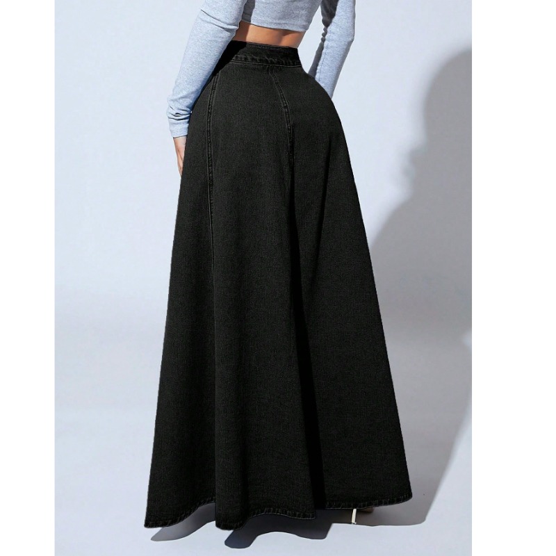 Jupe longue en jean noir taill - Vintage Fashion Plus Size avis et prix
