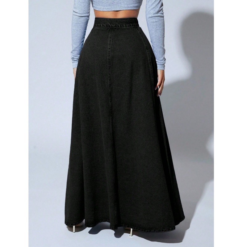 Jupe longue en jean noir taill - Vintage Fashion Plus Size avis et prix