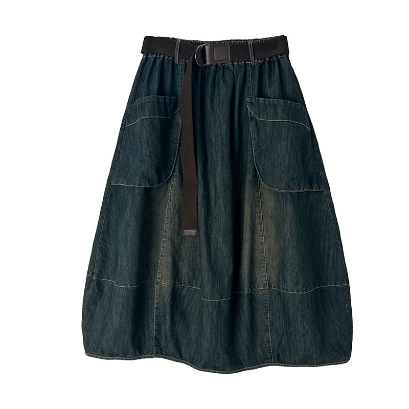 Jupe en jean grande taille ave - Denim Skirt Midi Vintage avis et prix