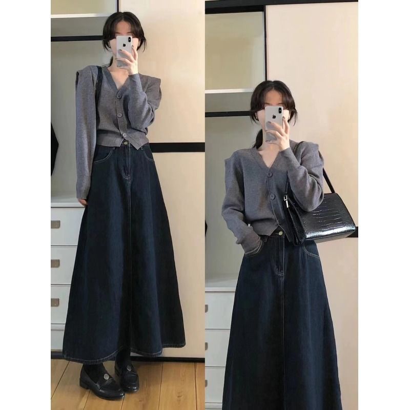 Jupe mi-longue en jean Vintage - Denim Skirt Midi Vintage avis et prix