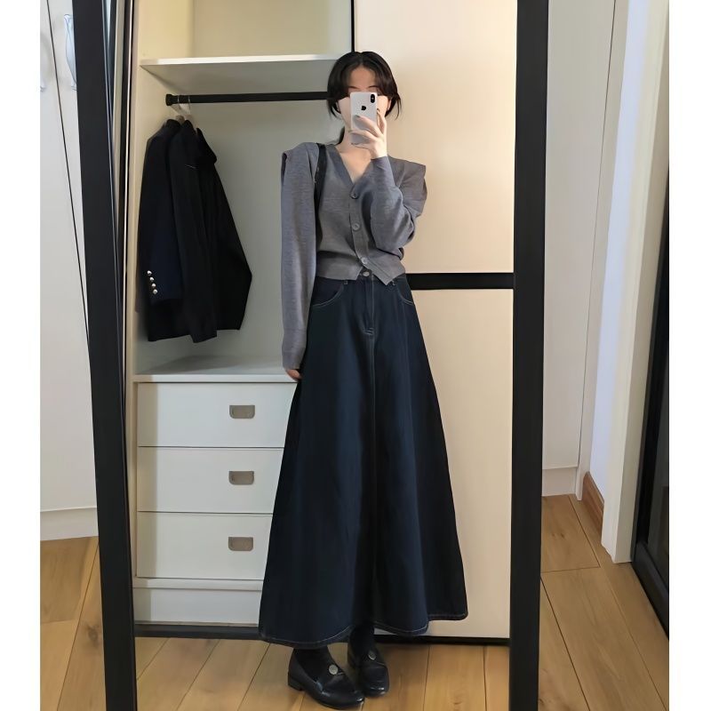 Jupe mi-longue en jean Vintage - Denim Skirt Midi Vintage avis et prix