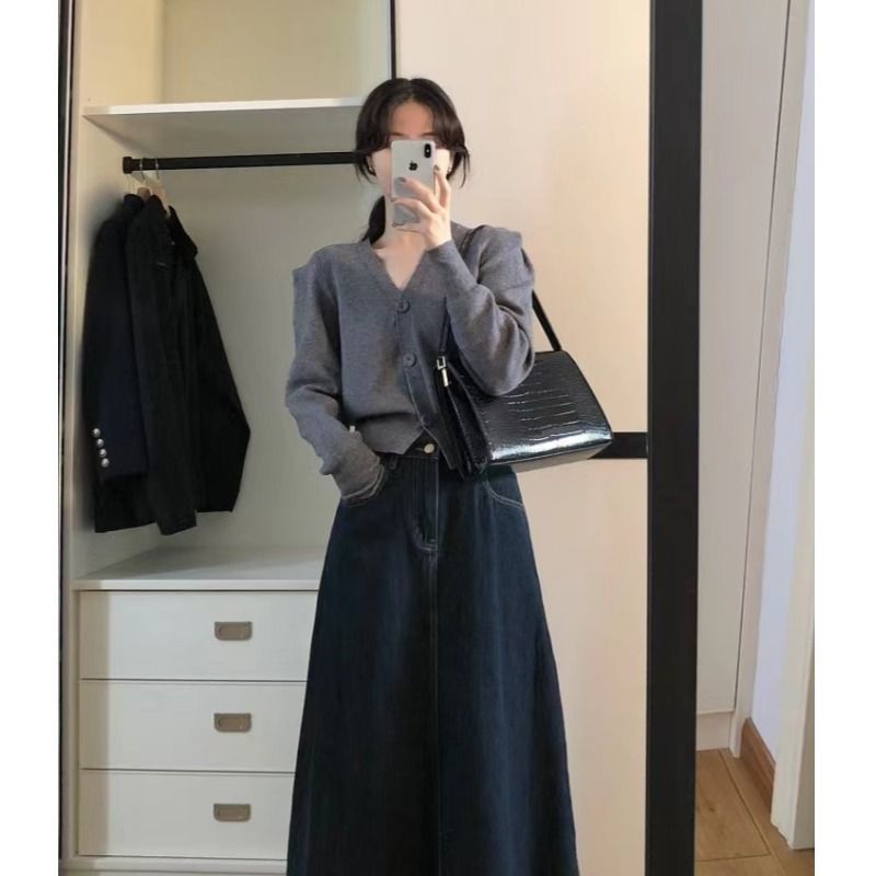 Jupe mi-longue en jean Vintage - Denim Skirt Midi Vintage avis et prix