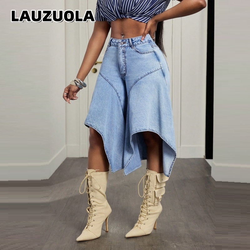 Shorts en jean asymétriques à  - Denim Skirt Midi Vintage avis et prix
